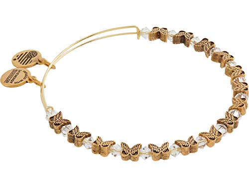 Alex and Ani Accents Angel Wing Beaded Expandable Bangle for Women, Rafaelian Gold Finish, 2 to 3.5 in