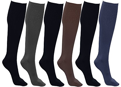 Winterlace Women’s Trouser Socks, 6 Pairs, Opaque Stretchy Nylon Knee High, Many Colors (6 Pairs Assorted #2)