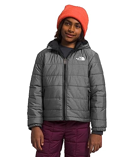 THE NORTH FACE Boys' Reversible Mount Chimbo Full Zip Hooded Jacket, TNF Medium Grey Heather, Large