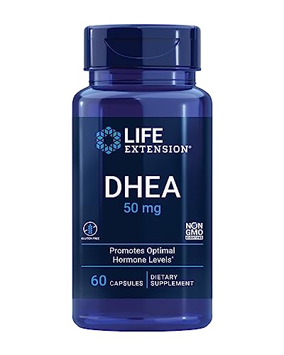 Life Extension DHEA 50 mg – Dehydroepiandrosterone – Supplement for Hormone Balance, Immune Support, Bone & Cardiovascular Health, Anti-Aging – Gluten-Free, Non-GMO – 60 Capsules
