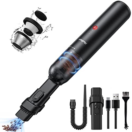 RUBOT Mini Handheld Vacuum Cleaner, 16000PA Powerful Suction,USB Charging, Keyboard Cleaner, Cordless Vacuum for Car Home and Office, Black（P12）