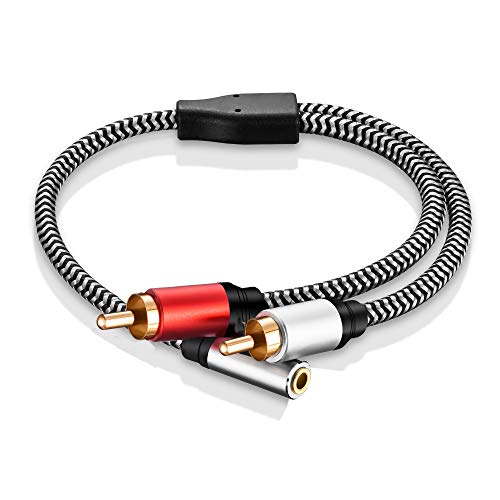 MORELECS RCA to 3.5mm Female 3.5mm Female to 2RCA Male Stereo Audio Cable 3.5mm 1/8' TRS Stereo to Dual RCA Jack Adapter Cable for Smartphones, MP3, Tablets, Home Theater 12 Inch