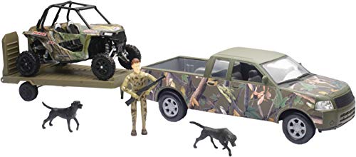 New-Ray Green Camo Pickup Truck with Polaris Razor and Figure Set