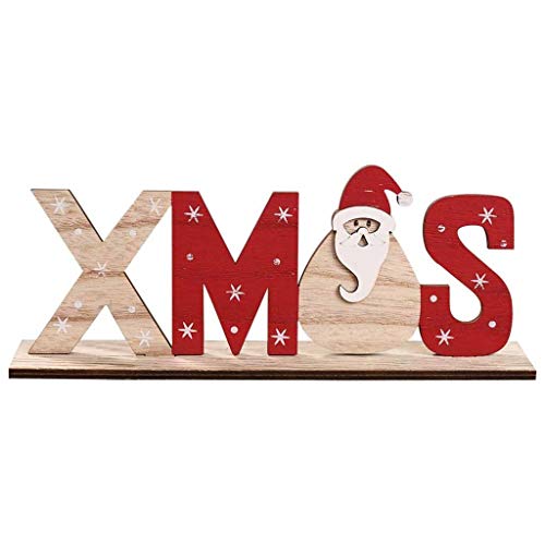 Jchen Xmas Wooden Santa Claus Elk Snowman Festival Ornament Christmas Table Top Desk Window Decorations Ornament Christmas Doll Party Table Decorations (A)