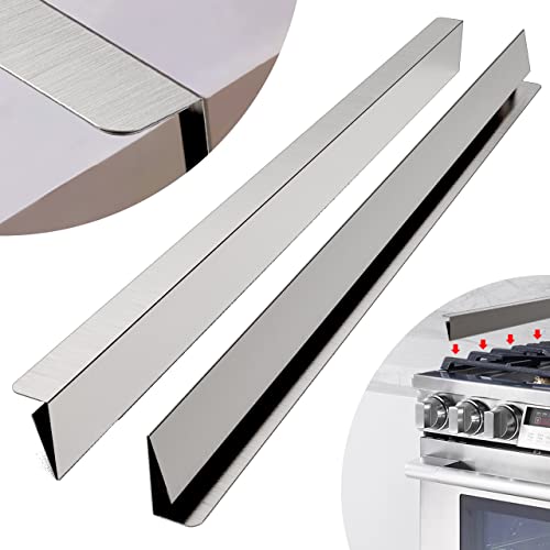 IIIOIIIA Upgrade“L” Kitchen Stove Counter Gap Cover (2 Pack) Stainless Gap Covers Between Stove and Counter with Wide & Long, Protect Stove Gap Filler Sealing Spills in Kitchen (25.5 Inch, Silver)