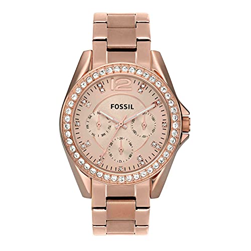 Fossil Women's Riley Quartz Stainless Steel Multifunction Watch, Color: Rose Gold Glitz (Model: ES2811)