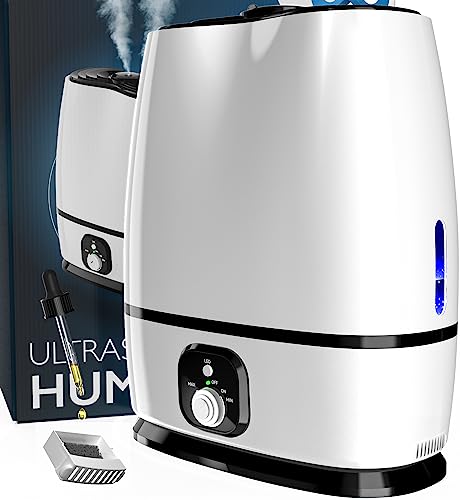 Everlasting Comfort's Cool Mist Humidifiers for Bedroom: 6L Humidifier Large Room No-filter, Covers 500 Sq Ft, 50 Hr Run Time, Quiet, Air Humidifier for Allergies, Dry Skin, Congestion
