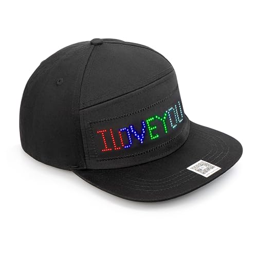 Leadleds Animated Bluetooth Led Sign Hat Caps Hip hop Street Dance Party Parade Sunscreen Hiking Night Running Fishing (Black Cap Multicolor LED)