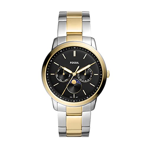 Fossil Men's Neutra Quartz Stainless Steel Multifunction Moonphase Watch, Color: Gold/Silver (Model: FS5906)