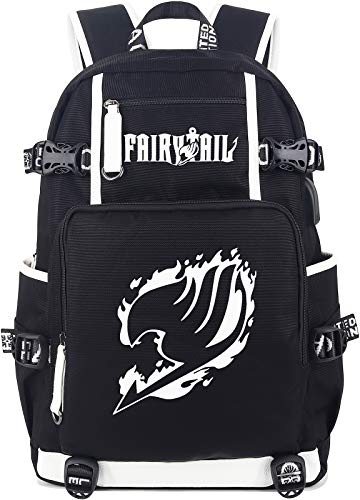 Roffatide Anime Fairy Tail Luminous Backpack Cosplay Book Bag Laptop Backpack with USB Charging Port & Headphone Port