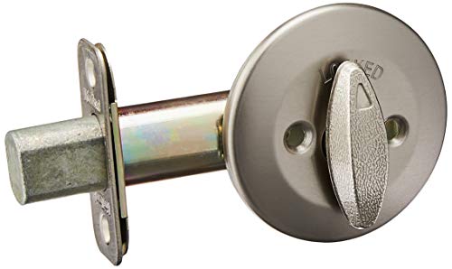 Kwikset 663 Deadbolt Unkeyed Deadbolt Lock, Satin Nickel Round Interior Turn Piece for Front Entry Door, with Latch and Adapter, No Exterior Assembly