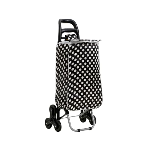 Panana Trolley Stair Climber Folding Grocery Cart 6Wheels Foldable Heavy Duty Shopping Bag Hand Truck Dolly Storage 37 inch Handle Height 13.77'’x11''x37''(BW, 3Wheels)