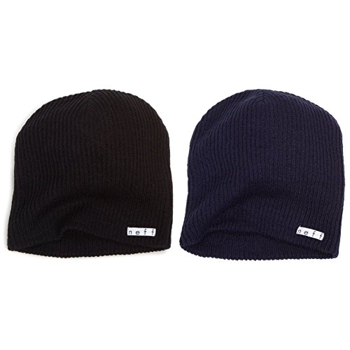 neff 2 Pack Daily Beanie, Black/Navy, One Size/One Size