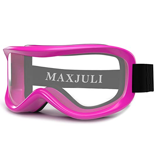 MAXJULI Kids Ski Goggles - Helmet Compatible Snow Goggles for Baby &Toddler with 100% UV Protection Age 0-4 (Pink/Clear)