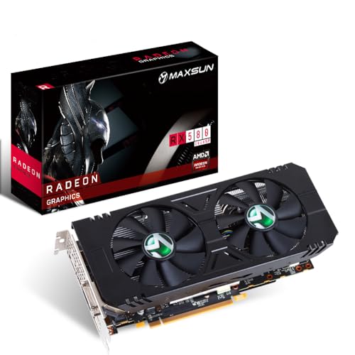maxsun AMD Radeon RX 580 8GB 2048SP GDDR5 Computer Video Graphics Card GPU for PC Gaming 256-Bit DirectX 12 DVI, HDMI, DisplayPort Multi Monitors Extend (Black)