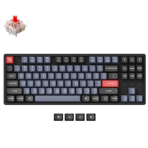 Keychron K8 Pro QMK/VIA Wireless Mechanical Keyboard, Hot-Swappable Aluminum Frame TKL Custom Programmable Keyboard with RGB Backlit, Gateron G Pro Red Switch