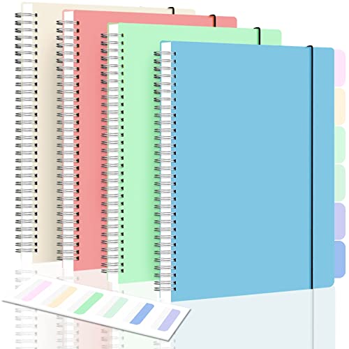 Amanple Graph Paper Notebook, 8.5' x 11' Spiral Notebook, A4 Graph Notebook Journal, 5mm Graphing Grid Notebook for Math, Lab, Engineering, School, 24PCS Index Tabs, Assorted Pastel Notebook Pack