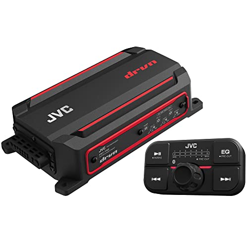 JVC KS-DR2104DBT Compact 4-Channel 600 Watt Car Amplifier with Bluetooth Streaming. Built for Marine, ATV and Powersport Applications. Waterproof, Dustproof, Rust Proof and Vibration Proof