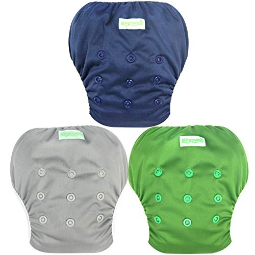 wegreeco Baby & Toddler Snap One Size Adjustable Reusable Baby Swim Diaper (Navy, Large, 3 Pack)