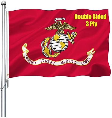 US Marine Corps USMC Flag 3x5 Outdoor Double Sided - Heavy Duty Polyester US Military Army Flags Long Lasting with 2 Brass Grommets…