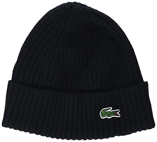 Lacoste Men's Ribbed Wool Beanie, Danube/Danube, One Size