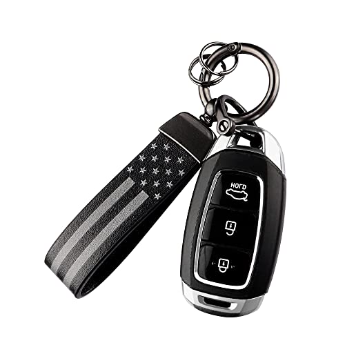 Car Keychain Kit, Anti-Loss D-Ring Keychain, Rotatable 360 Degrees with Screwdriver, Suitable for Men and Women (US Flag Keychain)