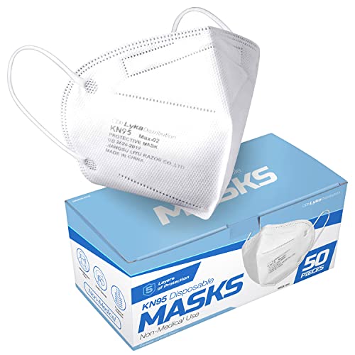 Lyka Distribution KN95 Face Masks - 50 Pack - 5 Layer Protection Breathable Face Mask - Filtration95% with Comfortable Elastic Ear Loop | Non-Woven Polypropylene Fabric