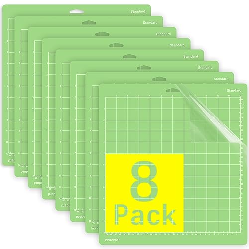 Gwybkq Cutting Mat for Cricut Explore One/Air/Air 2/Maker 8 Pack 12x12 Inch Standard Green Grip Adhesive Sticky Non-Slip Durable Mat Cut Mats Replacement Accessories
