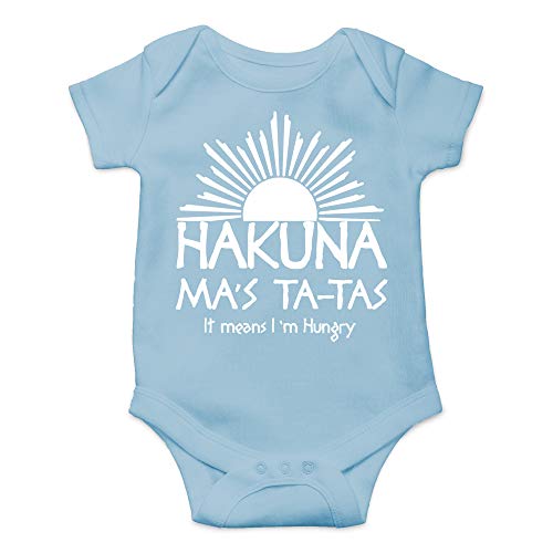 CBTwear Hakuna Ma's Ta-Tas - Toddler Parody Funny Romper Cute Novelty Infant One-piece Baby Bodysuit (6 Months, Light Blue)