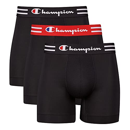 Champion mens Cotton Stretch Boxer Briefs, Black, X-Large US