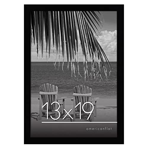 Americanflat 13x19 Picture Frame in Black - Engineered Wood Photo Frame with Shatter-Resistant Glass and Hanging Hardware for Wall Display