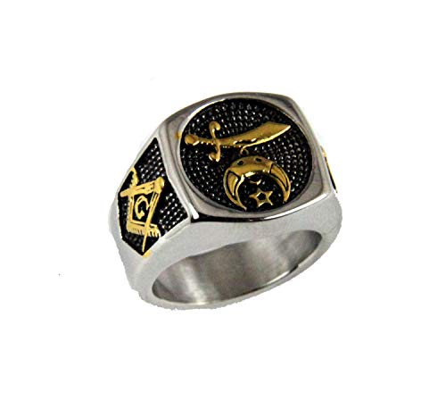 The Quiet Witness T63 Stainless Steel Shriner Ring Camel Fez Mason Shrine Noble Scimitar Moon & Star Fezz Freemason (11)