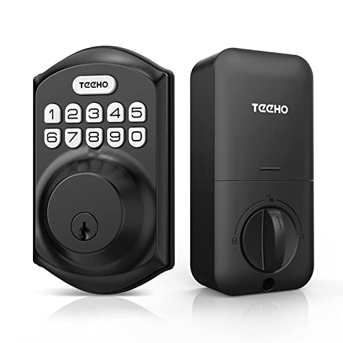 TEEHO TE001 Keyless Entry Door Lock with Keypad - Smart Deadbolt Lock for Front Door with 2 Keys - Auto Lock - Easy Installation - Matte Black