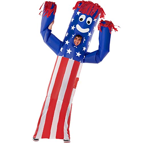 Morph USA Inflatable Costume Tube Dancer, Blow Up Guy Wacky Inflatable Tube Man Costume, Inflatable Wavy Arm Guy Costume, 4th of July Costumes Adult