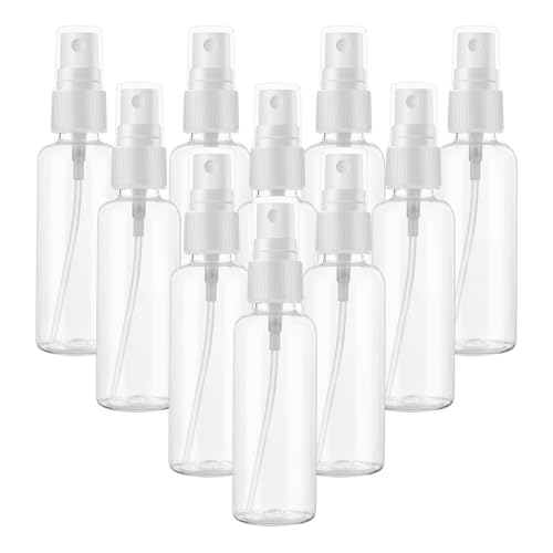 Hydior Small Clear Travel Spray Bottle 2 oz, Mini Empty Fine Mist Plastic Spray Bottles Set of 10