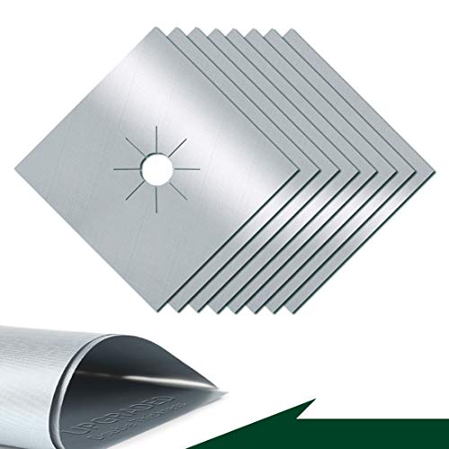 Forsisco Stove Burner Covers Upgraded Double Thickness Stove Covers for Gas Burners Silver Nonstick Gas Stove Burner Liners Reusable Kitchen Guardian Gas Stove Top Protector (8pcs)