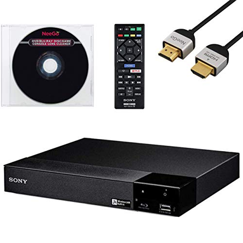 Sony Blu Ray DVD Player with Remote for Smart TV DVD Blu Ray Player Combo with Built-in Wi-Fi Blu-Ray/DVD Player with NeeGo HDMI Cable/Ethernet and Lens Cleaner BDP-S3700/BDP-BX370