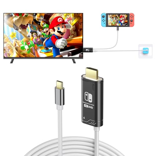 JINGDU Portable HDMI Adapter Compatible with Nintendo Switch NS/OLED, USB C to HDMI Cable Replaces The Original Switch Dock for TV Screen Mirroring, Convenient for Travel, 4K HD, 2m, Black