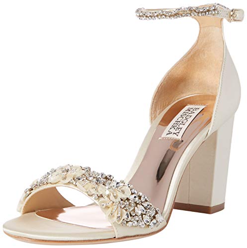 Badgley Mischka Women's Finesse Heeled Sandal, Ivory Satin, 8.5 M US