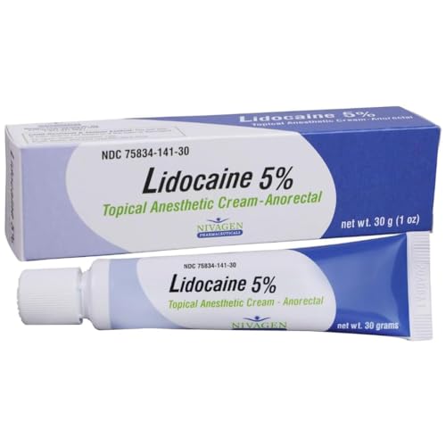 Nivagen Maximum Strength Lidocaine 5% Anorectal Cream | Hemorrhoid Relief from Pain, Itching, Burning | 30 Gram Tube Lidocaine 5% Cream