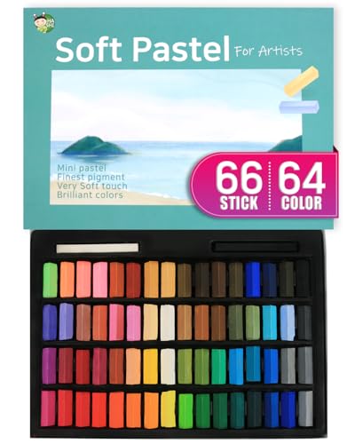 HA SHI Soft Chalk Pastels, 64 colors with additional 2pcs, Non Toxic Art Supplies, Drawing Media for Artist Stick Pastel for Professional, Kids, Beauty Nail Art, Pan Chalk Pastels