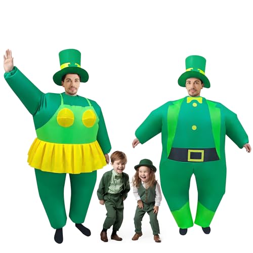 DeHasion 2 Packs Funny Fat Inflatable Costume Adult Blow-up Costume with Hat for Halloween/Birthday Parety St Patricks Day