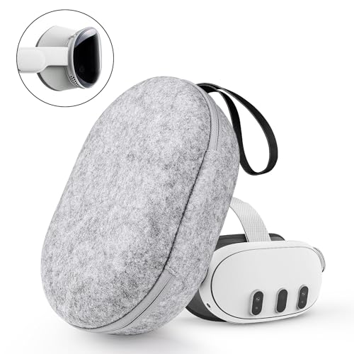 Tyasoleil Carrying Case, DESIGN for Apple Vision Pro, Meta Quest 3, Handle Bag for Oculus Head Strap Touch Controller, Waterproof Portable Protection - Travel Pack Fit for Men Women (Grey Version 3)