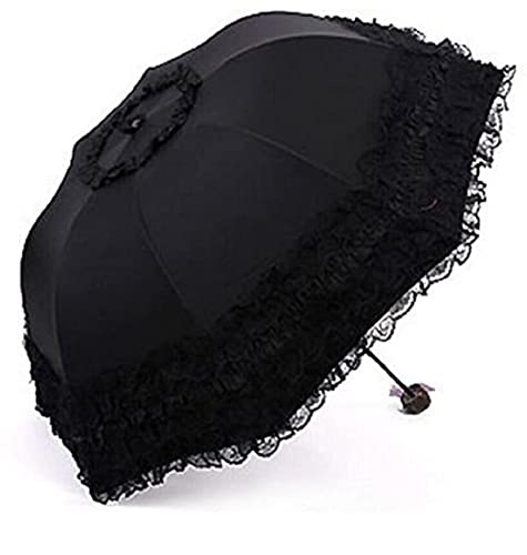 Milcraft Travel Umbrella Folding UV Resistance Princess Lace Parasol Umbrella Sun Umbrella for Women Girls