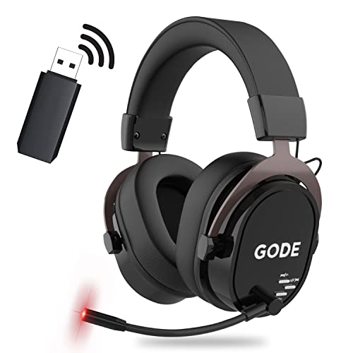 GODE -Wireless Hi-Fi Gaming Headset W/Mic, Noise Cancellation for PS5,PS4,PC, Mac,Ipad, Tablet, 3-in-1, 2.4 USB, Bluetooth 5.1, Wired, LED Multicolor,Noise Cancellation, 20Hr+ Battery Life