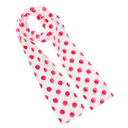 DSKOBT Women's Scarf Polka Dot Red and White Scarf Retro Chiffon Sheer Dot Scarf Stylish Fashion Neckerchief (red dots)