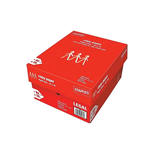 Staples 126987 8.5-Inch X 14-Inch Copy Paper 20 Lbs. 92 Brightness 500/Ream 10 Reams/Ct