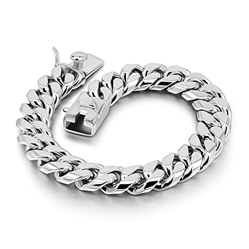 Dankadi Fashion 925 Sterling Silver Solid Miami Cuban Link Chain Bracelet 8MM - 16MM- Curb Cuban Bracelet Solid Thick Big Link Bracelet for Men Boys- 7-11 Inch Jewelry (12MM 9 inch)