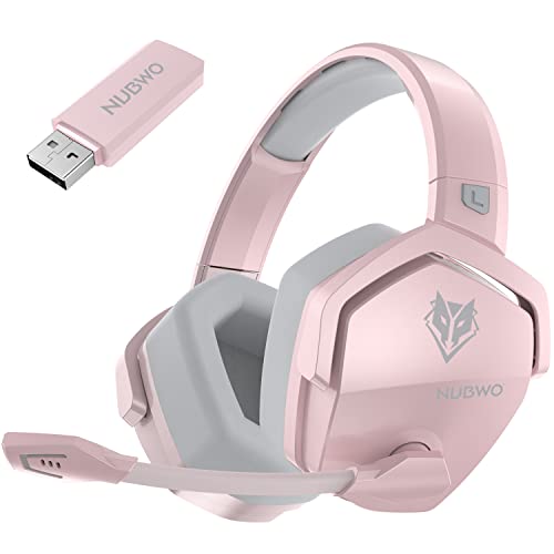 NUBWO G06 Dual Wireless Gaming Headset with Mic for PS5, PS4, PC, Mobile, Switch: 2.4GHz Wireless + Bluetooth - 100 Hr Battery - 50mm Drivers - Pink