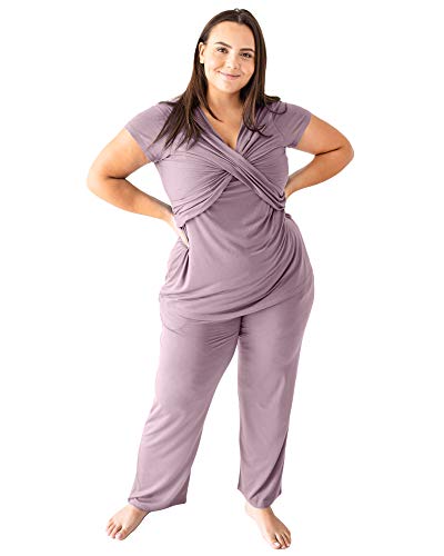 Kindred Bravely Davy Ultra Soft Maternity & Nursing Pajamas Sleepwear Set (Dusty Mauve, Large)